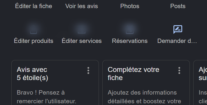 Fiche d'établissement Google connectée