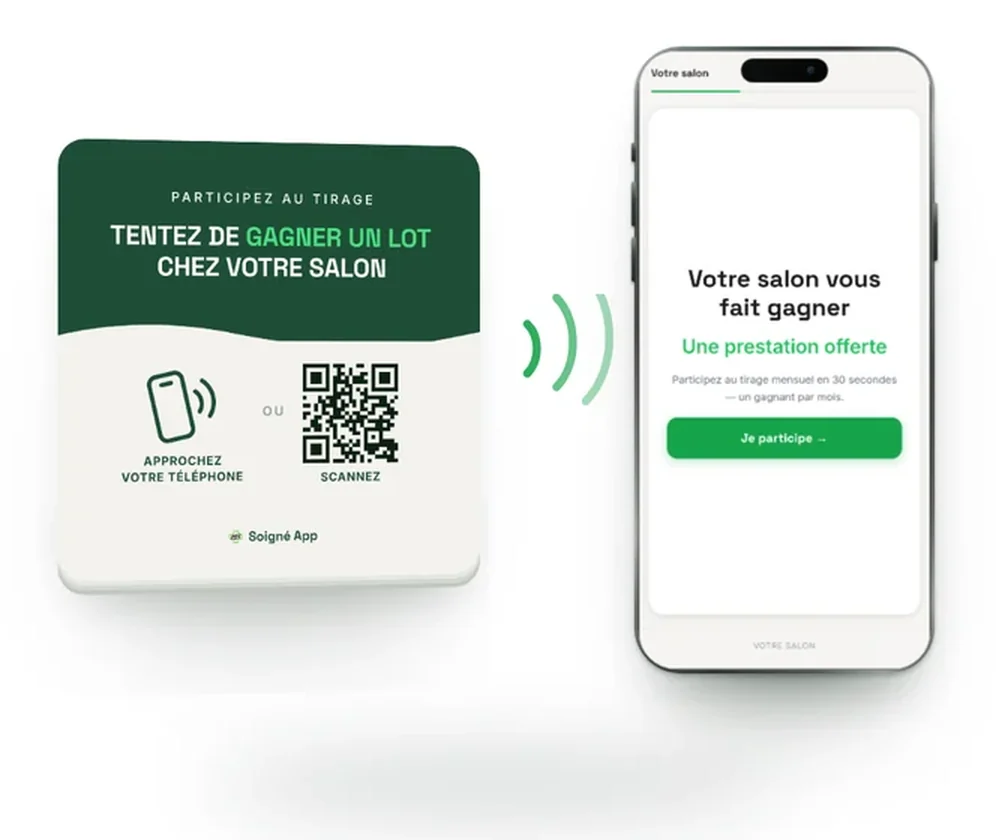 Le premier scan de la plaque ouvre la page de participation du salon